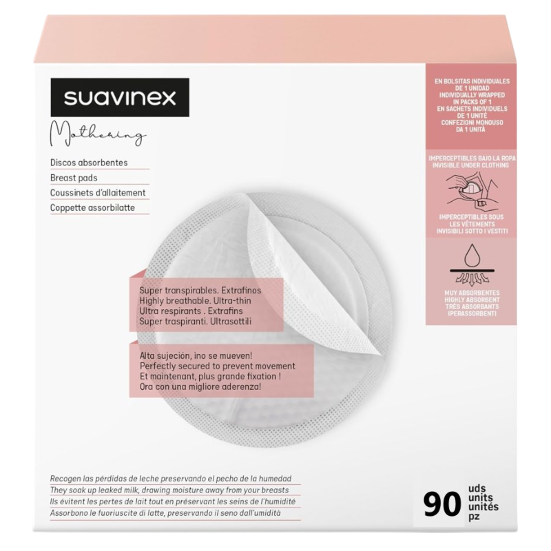 Suavinex Discos Absorbentes de Lactancia 60 Uds + 30 Gratis. Alta absorción, máxima comodidad y protección para el cuidado diario durante la lactancia.