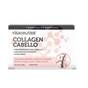 Vitaceutics Collagen Cabello 30 viales con colágeno, queratina y biotina para fortalecer cabello y uñas. Complemento capilar bebible de uso diario.