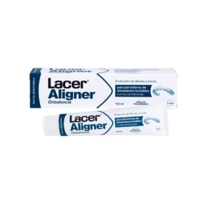 Lacer Aligner Pasta 125 mL pasta dentífrica para ortodoncia invisible. Ayuda a eliminar placa y proteger dientes y encías durante el tratamiento.