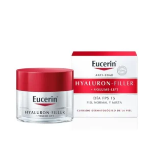 Eucerin Hyaluron Filler Volume-Lift Crema de Día 50 mL para piel normal y mixta. Reafirma, aporta volumen, reduce arrugas e hidrata con SPF 15.