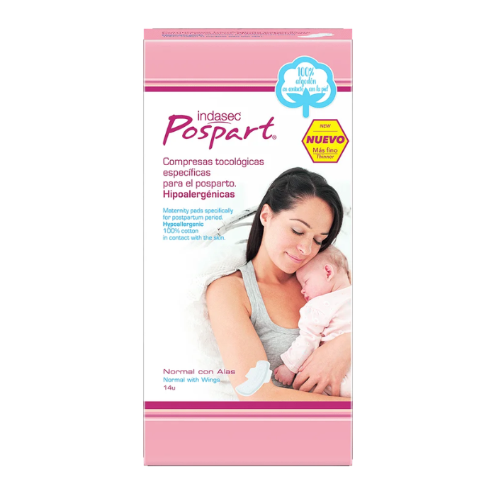 Indasec Postpart Compresas Tocológicas con alas 14 ud