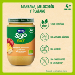 Alternative view of Hero Solo Bio Manzana, Melocotón y Plátano Tarro 190g
