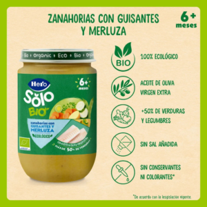 Alternative view of Hero Solo Bio Zanahoria, Guisantes y Merluza Tarro 190g